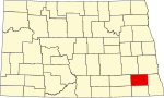 State map highlighting Ransom County