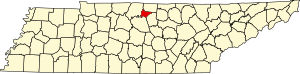 Map of Tennessee highlighting Trousdale County