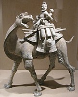 Unglazed camel and Sogdian rider