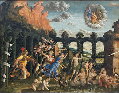 Minerva Expelling the Vices from the Garden of Virtue (1502) by Andrea Mantegna[222][221][223]