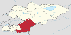 Map of Kyrgyzstan, location of Osh Region highlighted