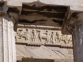 Part of the Parthenon Frieze, in situ on the west side of the naos