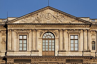 Baroque pediment of the Pavillon Saint-Germain-l'Auxerrois, part of the Palais du Louvre, Paris, unknown architect and sculptor, 17th century