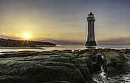 3. Platz International 2016: Richard J Smith mit Sonnenuntergang über dem Perch Rock Lighthouse in New Brighton, England