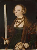 Workshop of Lucas Cranach the Elder, Judith with the Head of Holofernes, c 1550