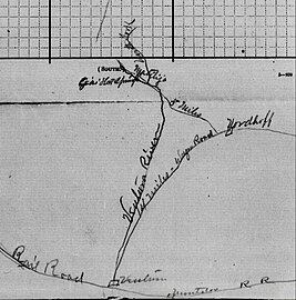 1889 map attached to application for a post office at Matilija, Ventura County, California