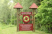 The town sign of Alsunga, center of the Suiti cultural space.