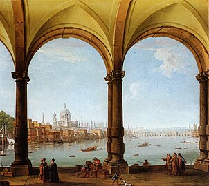St Paul's viewed from a loggia, a capriccio (c. 1748) by Antonio Joli who also worked in Venice