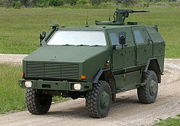 An ATF Dingo of the German Army is a mine-resistant and ambush-protected infantry mobility vehicle used by several European armed forces