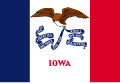 Variant flag of Iowa, a charged vertical triband.