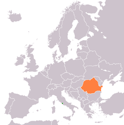 Map indicating locations of Holy See and Romania