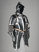 Black painted suit of German armor crafted circa 1600.[26]