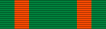 A green military ribbon with a thick orange stripe near each end of the ribbon