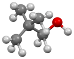 Ball-and-stick model of the neopentyl alcohol molecule