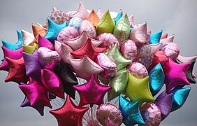 Aluminized Mylar balloons filled with helium