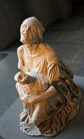 Drunken old woman clutching a lagynos. Marble, Roman copy after a Greek original of the 2nd century BC, credited to Myron.
