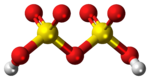Ball and stick model of the disulfuric acid molecule