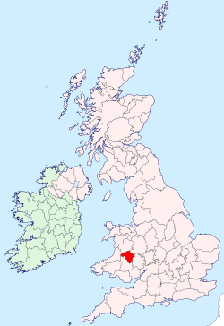 Radnorshire shown within the United Kingdom