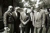V. l. Richard Schweizer, Franz Schnyder, Charlie Chaplin, Emil Berna, Oscar Düby, Foto: Ders.
