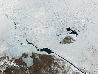 Satellite image of drift ice in the Arctic Ocean around Wrangel Island
