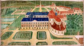 A view of the Abbey of Beaubec-la-Rosière, around 1750