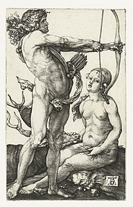 Apollo und Diana, Kupferstich von Albrecht Dürer (1502)