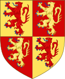 Owain Glyndŵr's banner. Glyndŵr used the same coat of arms as his predecessors as Princes, Llywelyn ap Gruffudd and Owain Lawgoch.[121][122][123][124][125][b]