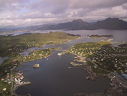 View of Ballstad in Vestvågøy