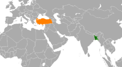 Map indicating locations of Bangladesh and Turkey
