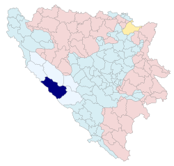 Location of Livno within Bosnia and Herzegovina