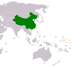 Map indicating locations of China and Kiribati