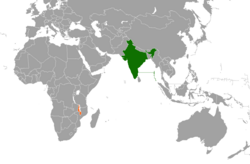 Map indicating locations of India and Malawi