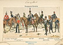 Drawing illustrating different yeomanry uniforms