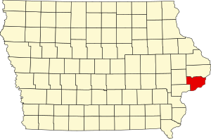 Map of Iowa highlighting Scott County