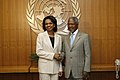 US-Außenministerin Condoleezza Rice und UN-Generalsekrtetär Kofi Annan in New York am 11. August 2006