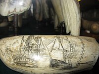 Detail on a piece in the Horta Scrimshaw Museum
