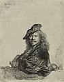 Rembrandt, Self-portrait Leaning on a Stone Sill, etching, 1639.[13]