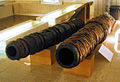 Wooden cannons used by the Sendai fief during the Boshin War in Japan in 1868. Sendai City Museum