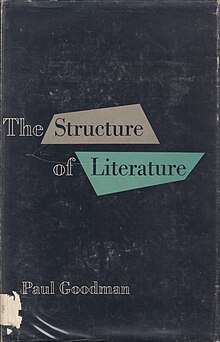 Black cover reads "The Structure of Literature" and below, "Paul Goodman"; "Structure" and "Literature" from title are in colored quadrilaterals
