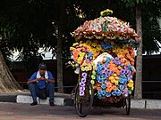 An extensively decorated trishaw in Melaka