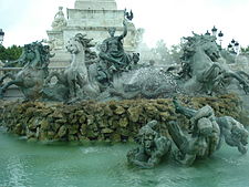 Part of the sculptural work on the fountains of the Gironde monument.