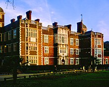 A view of the west face of Charlton House in the evening