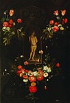 Frans Ykens und Jan van den Hoecke: Christus an der Geißelsäule, in Blumenkartusche, um 1650, Öl auf Leinwand, 156 × 106 cm, Kunsthistorisches Museum, Wien
