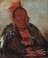 Painting of Wah-ro-née-sah (The Surrounder), Otoe chief, painted by George Catlin, 1832