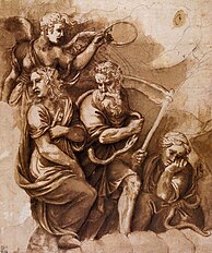 Victory, Janus, Chronos and Gaea by Giulio Romano.