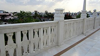handrails of white marble Hindu temple