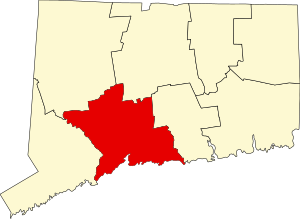 Map of Connecticut highlighting New Haven County