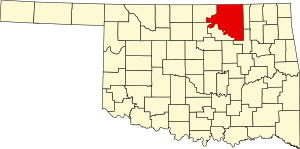 Map of Oklahoma highlighting Osage County