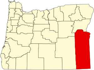 Map of Oregon highlighting Malheur County
