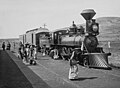 Image 54Mexican Central Railway train at station, Mexico (from History of Mexico)